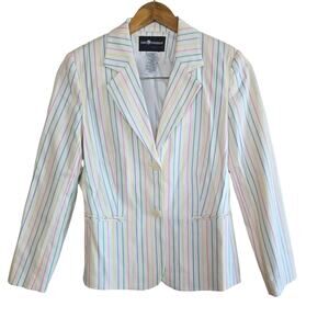 VINTAGE SAG HARBOR WHITE RAINBOW STRIPED BLAZER